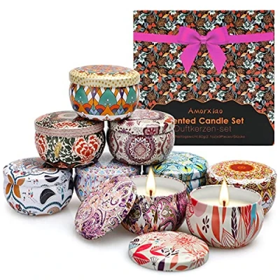 Afbeelding van YMing Geurkaarsen voor dames, 9 stuks, 70,9 g van natuurlijke sojawas, houdt 15 20 uur, aromatherapie cadeaus verjaardag, Valentijnsdag, trouwdag, Moederdag,