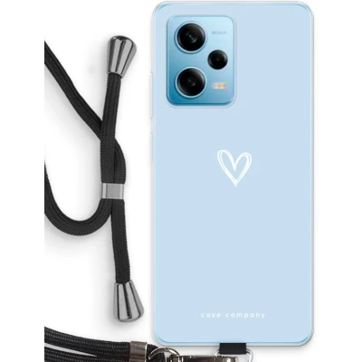 Afbeelding van Case Company® hoesje met Koord geschikt voor Xiaomi Redmi Note 12 Pro 5G Klein Hart Blauw Telefoonhoesje Zwart Bescherming aan alle Kanten en Over de Schermrand