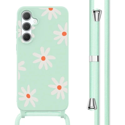 Afbeelding van imoshion hoesje Geschikt voor Samsung Galaxy A35 met koord Siliconen design Meerkleurig / Green Flower Distance