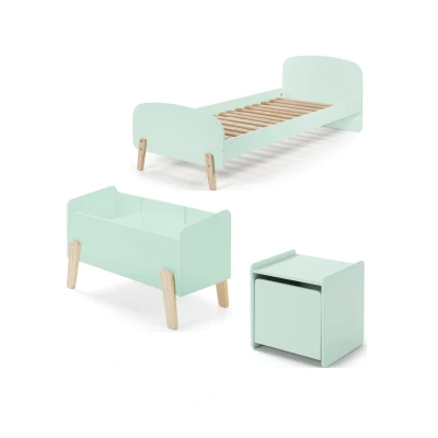 Afbeelding van LUCEVI Kiddy bed + Nachtkastje Speelkoffer Mint Green 90x200 cm