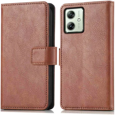 Afbeelding van Motorola Moto G54 Hoesje Met Pasjeshouder iMoshion Luxe Bookcase Bruin
