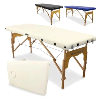 Afbeelding van Mobiclinic®, massagetafel, inklapbaar, cm 01 Basic, professionele draagbaar, hout, 2 lichamen, Spaans merk, verstelbaar, 180 x 60 (beige)