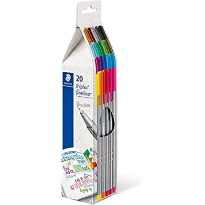 Image de STAEDTLER 334 CG20 Triplus Lot de 20 stylos à Pointe fine Largeur trait 0,3 mm Couleurs assorties