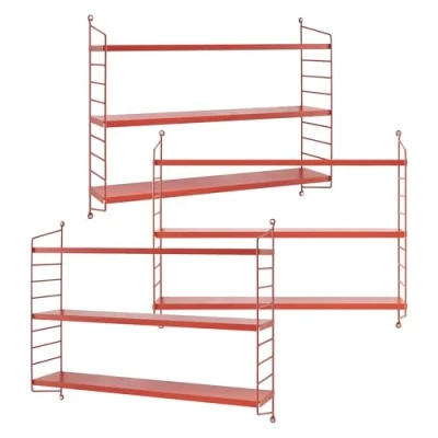 Afbeelding van Wandplank Strängnäs set van 3 verstelbaar 50x60x15 cm rood [en.casa]