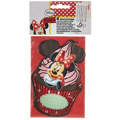 Afbeelding van Uitnodiging Minnie Mouse cupcake 6 stuks