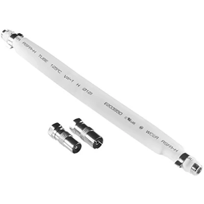Afbeelding van Poppstar 21,5 cm SAT Raam Doorvoer (2 mm Venster kabel Vlak), 2 x F connectoren (1x naar antenneaansluiting, 1x antenneplug), wit