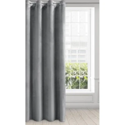 Afbeelding van Eurofirany Fluweelgordijn, ondoorzichtig, plooiband, fluweel, melanie (zilver, 140 x 250 cm)