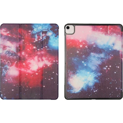 Afbeelding van iMoshion Tablet Hoes Geschikt voor iPad Pro 12.9 (2020) / (2018) Design Trifold Bookcase Meerkleurig Paars /Space