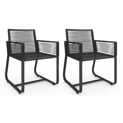Image de Lot de 2 fauteuils jardin ODESSA métal et cordage noir