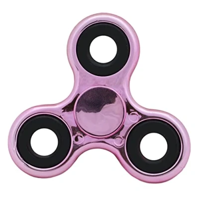 Afbeelding van Toyland® Fidget Hand Spinner stressvermindering en angst verschillende kleuren (metalen ringen layette roze zwart)