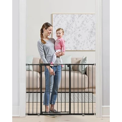 Image de VEVOR Barrière de Sécurité Extensible pour Chien LxH 65 121,9x91,4 cm Noir