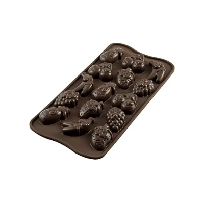 Afbeelding van silikomart 22.132.77.0065 Siliconen bakvorm, motief vruchten voor chocolade, bruin, 2 x 10,5 21,5 cm