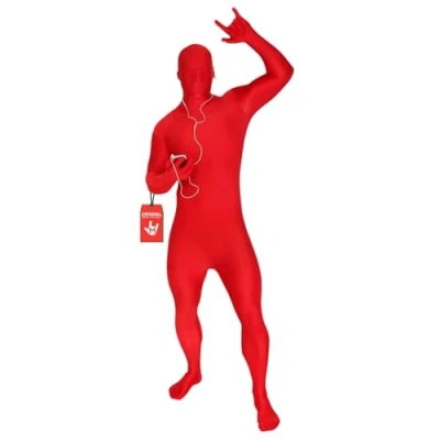 Afbeelding van Morphsuit Uniseks zeer stretch integraal kostuum, originele jumpsuit voor volwassenen en kinderen, perfect verkleedpartij, party, Halloween, cosplay, rood, XL