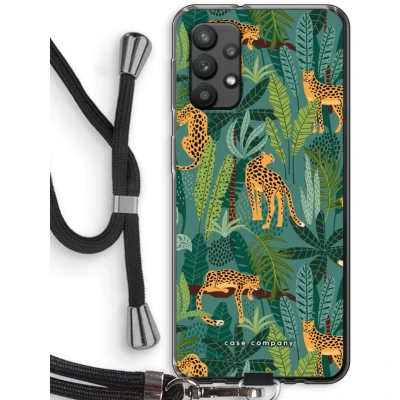 Afbeelding van Case Company® hoesje met Koord geschikt voor Samsung Galaxy A32 4G Luipaard 2 Telefoonhoesje Zwart Bescherming aan alle Kanten en Over de Schermrand