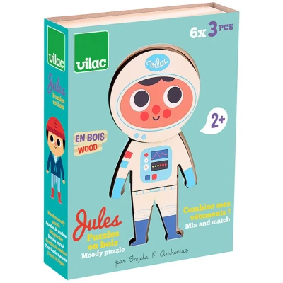 Afbeelding van Vilac puzzel aankleedpop jules 6x3st