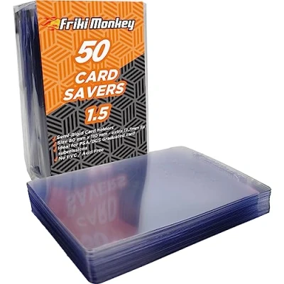 Afbeelding van Card Saver 1,5, verpakking met 50 protektoren, PSA grading kaarthoezen, 80 x 110 mm kaarthouder, kaartbeschermhoezen, Magic kaarten, NBkaarten, kaartbescherming voor verzamelkaarten.