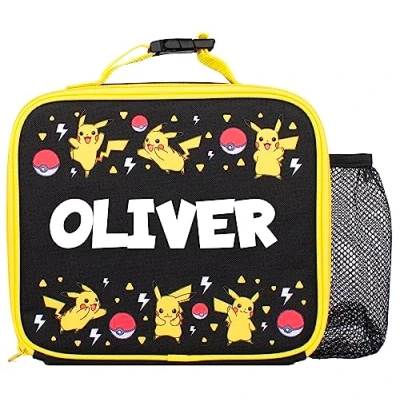 Afbeelding van Pokemon PoKéMoN Pikachu Gepersonaliseerde lunchtas Schoollunchtas voor jongens en meisjes geïsoleerde lunchbox kinderen, zwart/geel