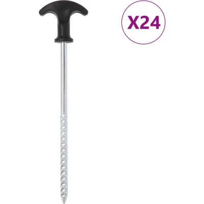 Afbeelding van vidaXL Tentharingen 24 st Ø7 mm 20 cm gegalvaniseerd staal
