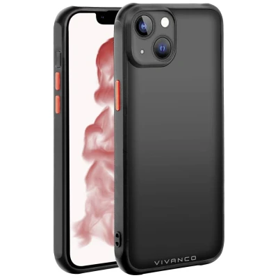 Afbeelding van Vivanco Frosted Backcover Apple iPhone 14 Plus Transparant, Zwart Inductieve lading, Stootbestendig