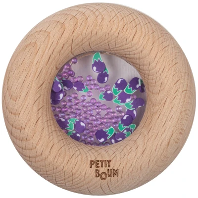 Afbeelding van Petit boum bijtring en rammelaar donut aubergine
