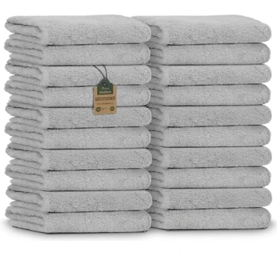 Afbeelding van NatureMark Set van 20 badstof gastendoekjes, 30 x 50 cm, 100% katoen, zilvergrijs
