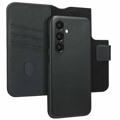 Afbeelding van Accezz Hoesje Geschikt voor Samsung Galaxy S24 Met Pasjeshouder Leather Bookcase 2 in 1 MagSafe zwart