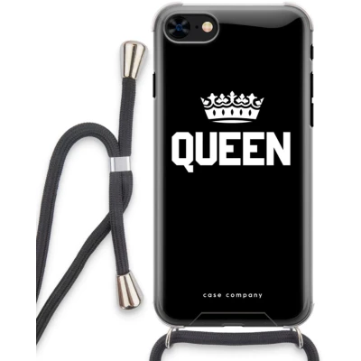 Afbeelding van Case Company® hoesje met Koord geschikt voor iPhone 8 Queen Zwart Telefoonhoesje Extra Bescherming aan alle Kanten en Over de Schermrand