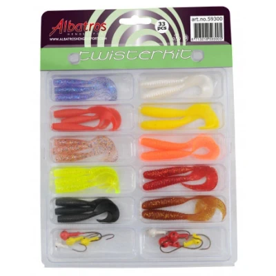 Afbeelding van Albatros Twisterset Groot Baits 7 10 cm Rood Zwart Geel 33 stuks Roofvis