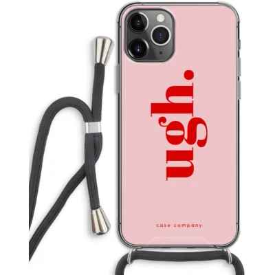 Afbeelding van Case Company® hoesje met Koord geschikt voor iPhone 11 Pro Ugh Telefoonhoesje Zwart Extra Bescherming aan alle Kanten en Over de Schermrand