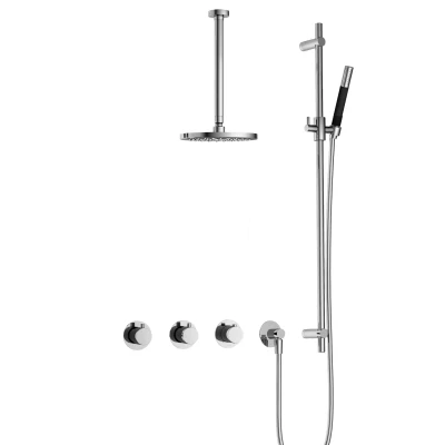 Afbeelding van Hotbath Cobber Regendoucheset IBS70 Chroom Staaf handdouche 20cm Hoofddouche 30cm Plafondbuis Handouche met glijstang
