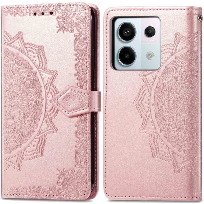 Afbeelding van iMoshion Hoesje Geschikt voor Xiaomi Redmi Note 13 Pro (5G) / Poco X6 Met Pasjeshouder Mandala Bookcase Rosé Goud