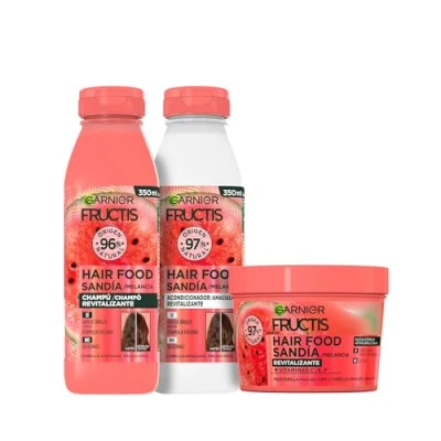 Afbeelding van Garnier Shampoo, conditioner en masker voor normaal haar, revitaliserend effect, watermeloenaroma