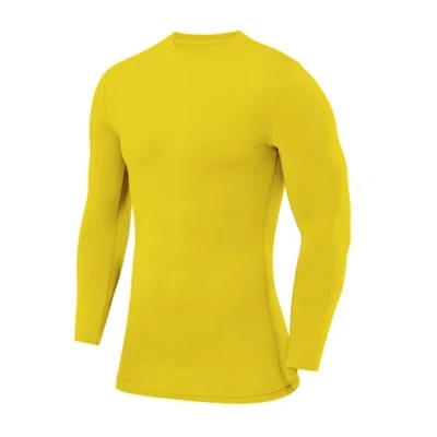 Afbeelding van Men&#039;s Compression Shirts Long Sleeve Athletic Workout Top, Rash Guard Base Layer Sports Undershirt Crew Neck Sonic Yellow, XL