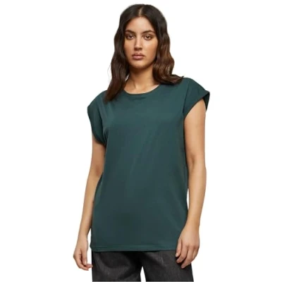 Image de Urban Classics Femme T shirt Thé à épaules dénudées pour femme, Vert bouteille, 4XL