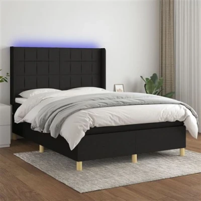 Afbeelding van vidaXL Boxspring met matras en LED stof zwart 140x190 cm