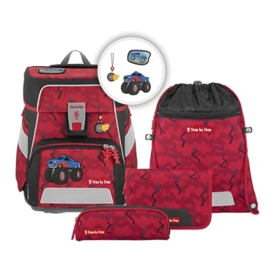 Afbeelding van Step by Spaceset 5TLG Schooltas set voor kinderen, Maat: One Size, Monster truck rocky