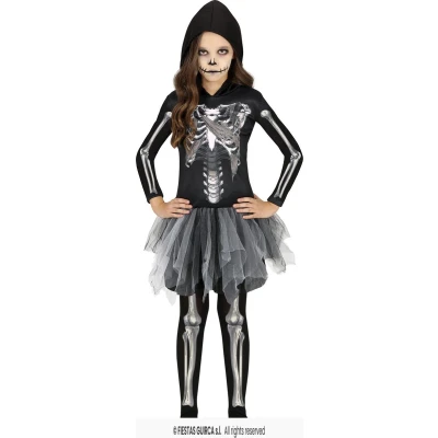 Afbeelding van Guirca Spook &amp; Skelet Kostuum Dansen In Den Eeuwigheid Mager Meisje Zwart, Grijs 10 12 jaar Halloween Verkleedkleding