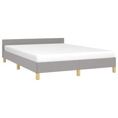 Afbeelding van vidaXL Bedframe met hoofdeinde, lichtgrijs, 140 x 190 cm, stof