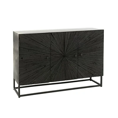 Afbeelding van J Line kast Shanil hout/ijzer zwart