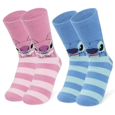 Afbeelding van Disney Damessokken, 2 paar, antislip, Stitch Mickey Minnie Baby Yoda