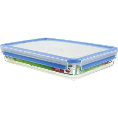 Afbeelding van Emsa 508545, rechthoekige vershouddoos met deksel, 2,6 l, transparant/blauw, clip &amp; close