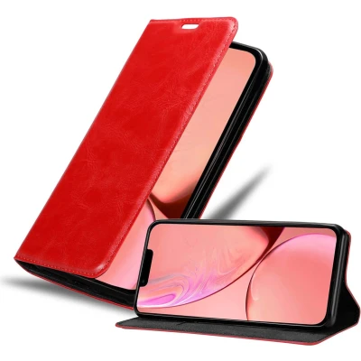 Afbeelding van Cadorabo Hoesje geschikt voor Apple iPhone 13 MINI in APPEL ROOD Beschermhoes met magnetische sluiting, standfunctie en kaartvakje Book Case Cover Etui