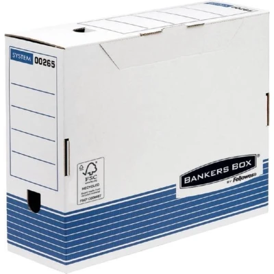 Afbeelding van Archiefdoos Bankers Box System A4 100mm wit blauw