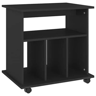Afbeelding van vidaXL Kast met wieltjes, zwart, 60 x 45 cm, bewerkt hout