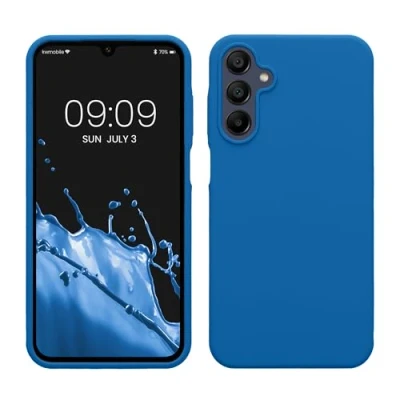 Afbeelding van kwmobile telefoonhoesje geschikt voor Samsung Galaxy A15 5G Hoesje met siliconen coating Smartphone case in rifblauw