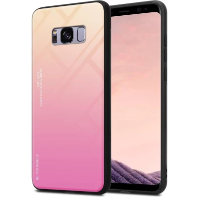 Afbeelding van Cadorabo Hoesje geschikt voor Samsung Galaxy S8 PLUS in GEEL ROZE Tweekleurige beschermhoes van TPU silicone Case Cover en achterzijde gehard glas