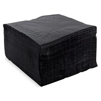 Afbeelding van MORIGAMI SER42204960 Servetten 40 x cm, 2 laags, 1/4 vouw, 100 servetten, gladde lagen met rand, zwart