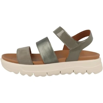 Afbeelding van Geox XAND Sandalen met plateauzool, Dames, Maat: 41, Sage dark green Leer en imitatieleer