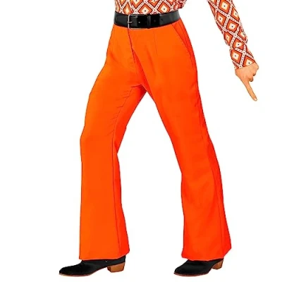 Afbeelding van Widmann Hippie Kostuum Groovy Gandalf 70s Heren Broek, Oranje Man Large / XL Carnavalskleding Verkleedkleding