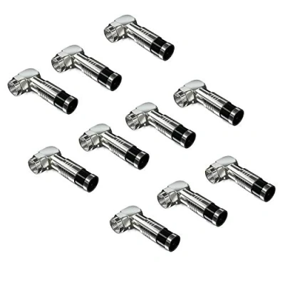 Afbeelding van deleyCON 10 x F compressieconnector 7,2 mm haakse connector 90 voor coaxkabel persconnector SAT kabel tv hoog rendementsverlies robuust design verguld